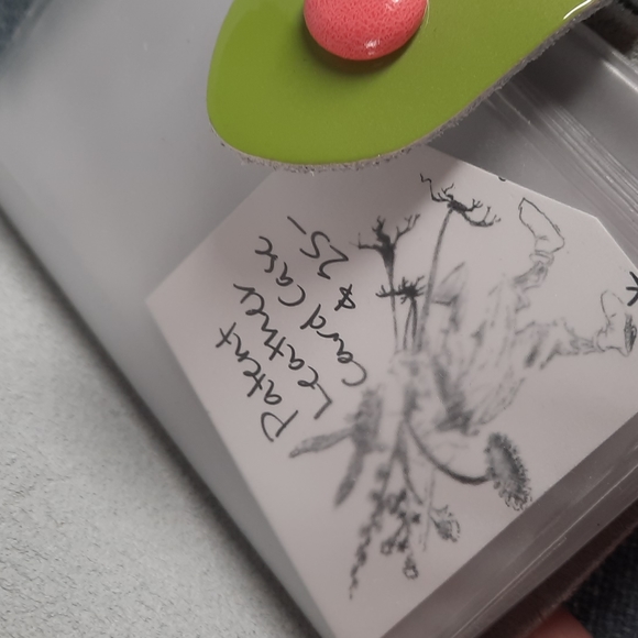 Pink Green Patent Leather Business Credit Photo Cards Card Wallet - Picture 6 of 6